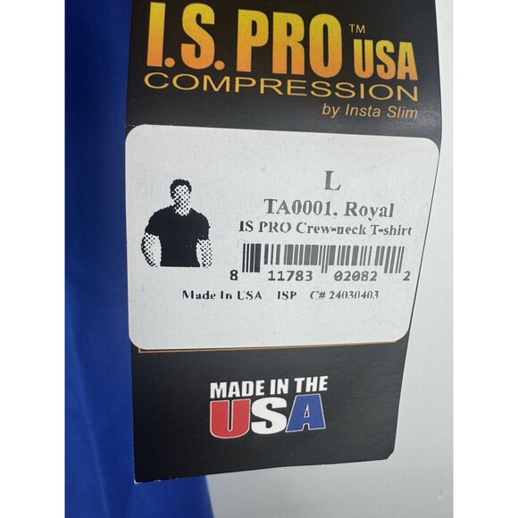 I.S Pro USA Insta Slim Activewear Compression Short Sleeve Crew Neck Shirt Sz: L - Picture 6 of 7